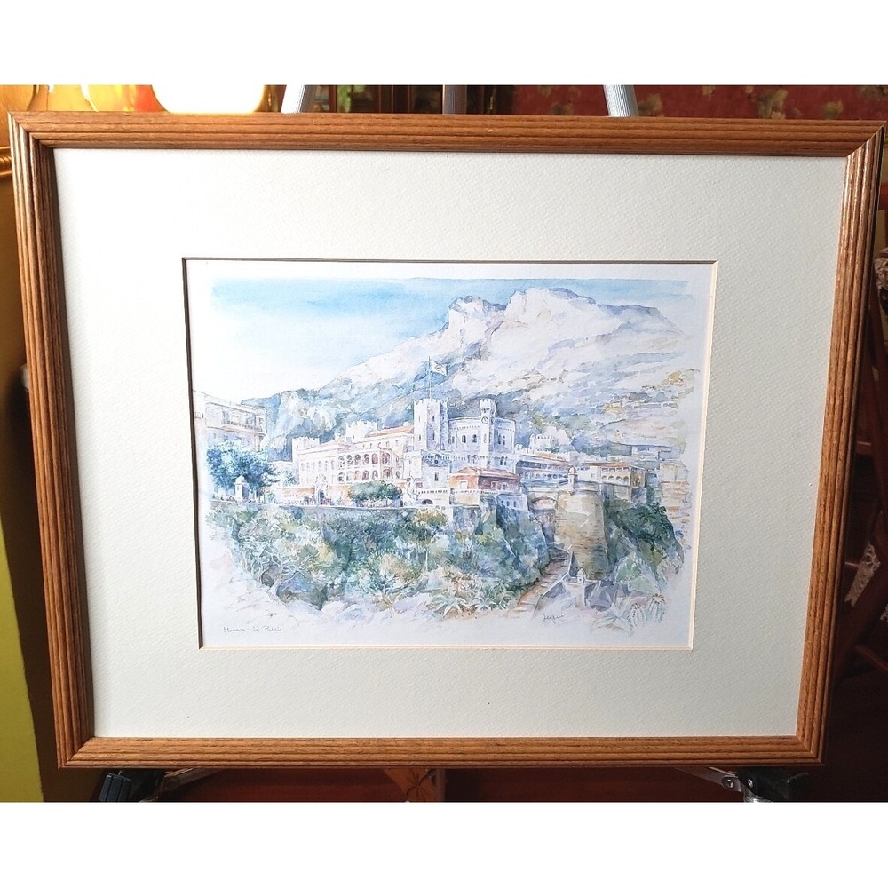 Vintage Watercolor Print By Luigi Lucioni "Sunlit Patterns" 24" x 19" Mat Frame